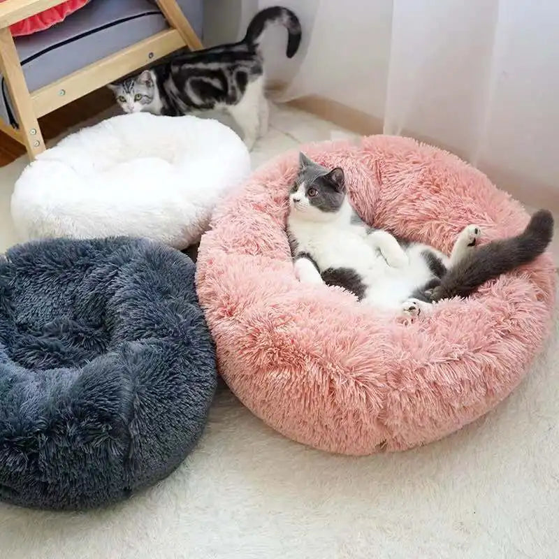 Luxurious Plush Round Pet Bed - Perfect for Cats & Dogs!